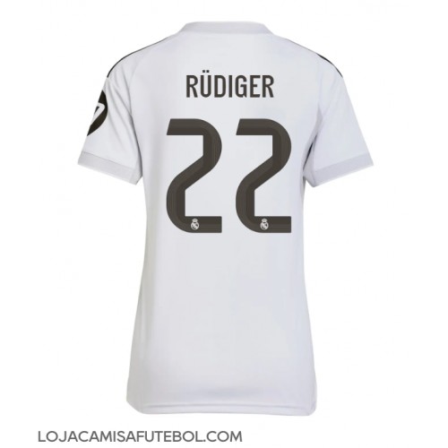 Camisa de Futebol Real Madrid Antonio Rudiger #22 Equipamento Principal Mulheres 2025-26 Manga Curta